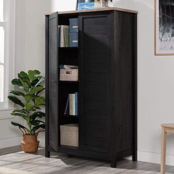 Cottage Road Raven Oak Accent Storage Cabinet with Adjustable Shelves and Framed Panel Doors