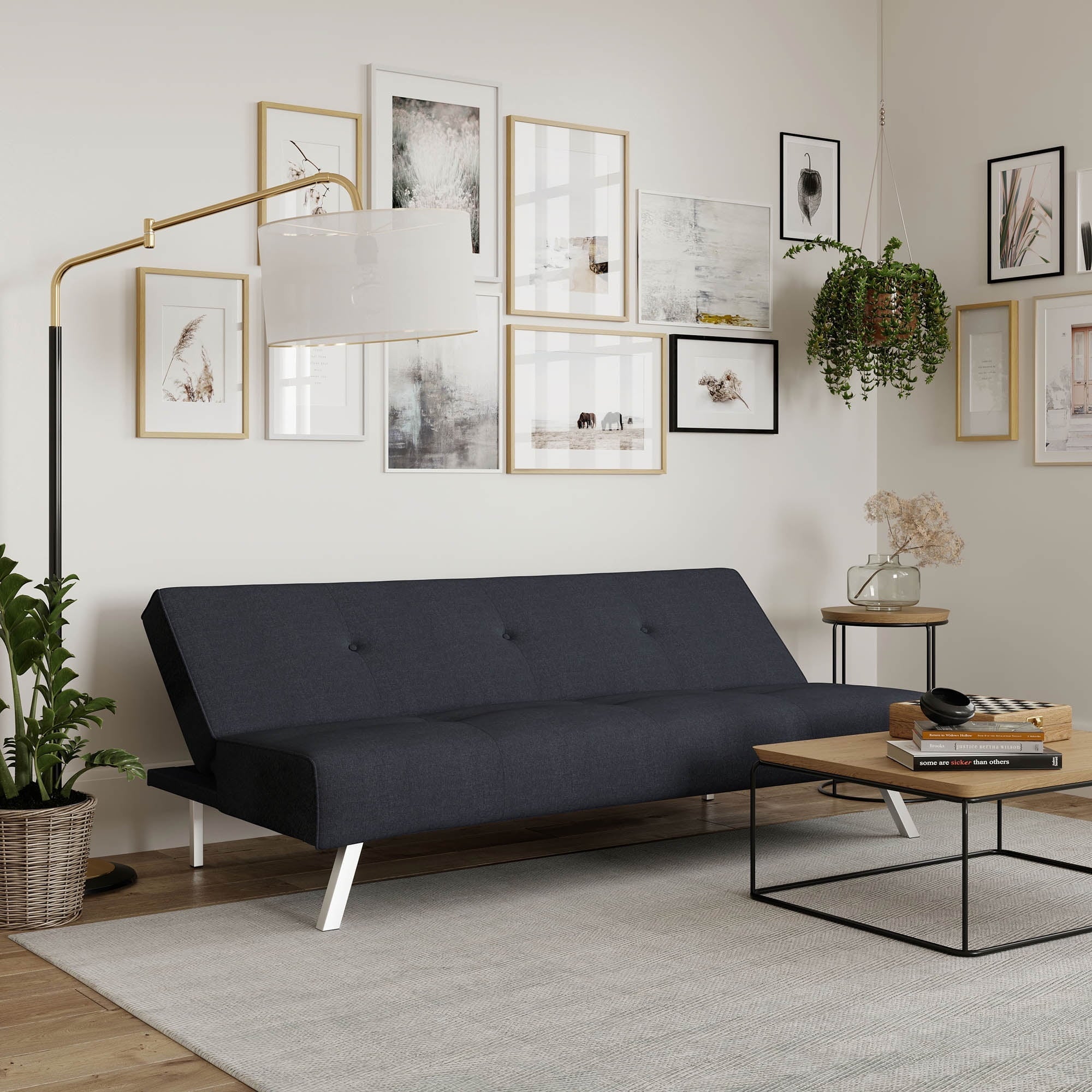 Serta Shirley Modern Tufted Futon, Charcoal Gray Fabric