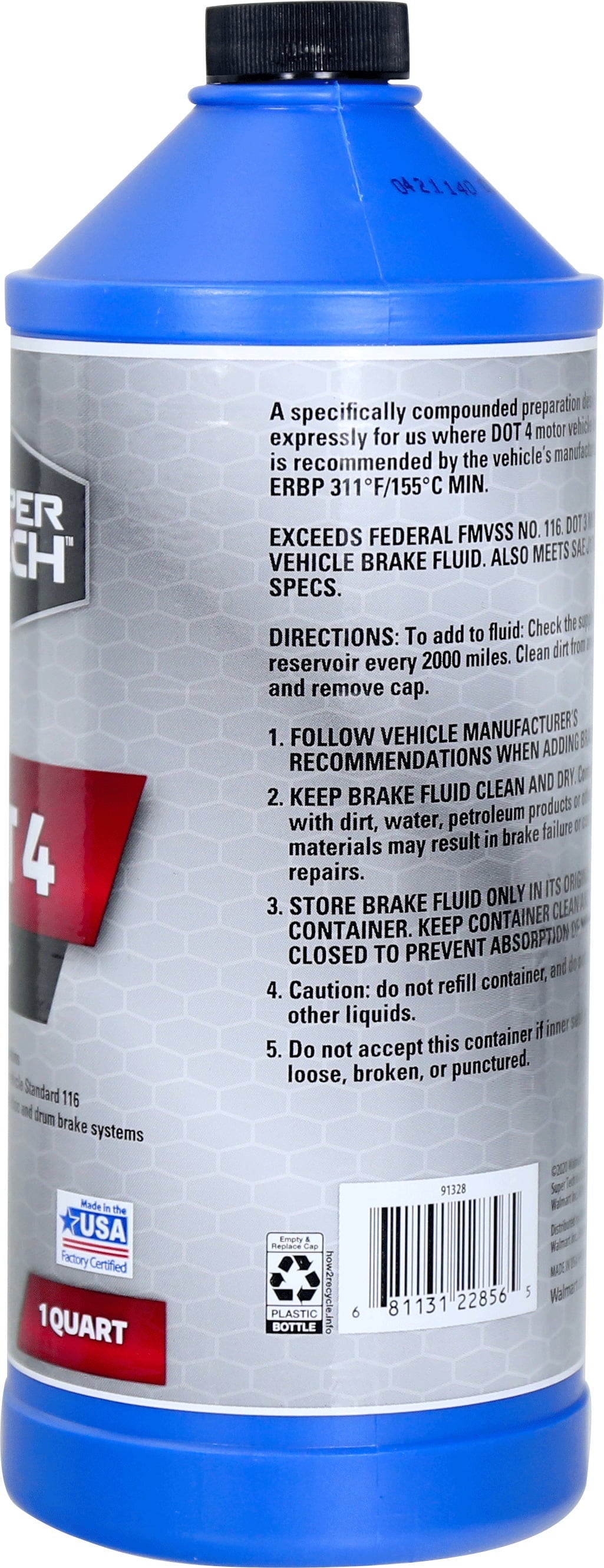 Super Tech Dot 4 Brake Fluid for Use in Disc, Drum, and ABS Brake Systems, 32 oz.