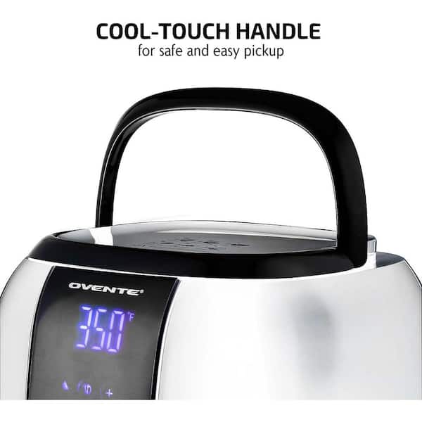 3.2 Qt. White Air Fryer Grill Pan and Non-Stick Frying Basket Auto Shut-Off 6 Cooking Presets Touch Sensor