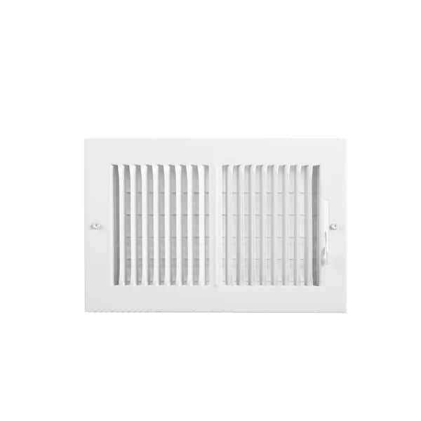 10 in. x 6 in. 2-Way Steel Wall/Ceiling Register in White