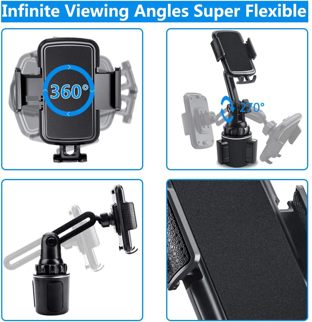 Car Cup Holder Phone Mount Cell Phone Holder Universal Adjustable Cup Holder Cradle Car Mount with Flexible Long Neck for iPhone 12 Pro/XR/XS Max/X/8/7 Plus/Samsung S10+/Note 9/S8 Plus/S7 Edg