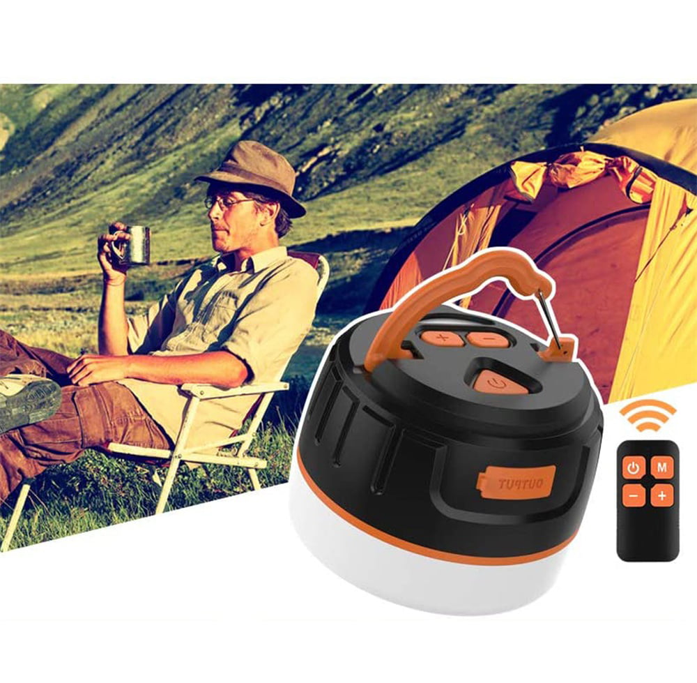 LED Camping Lantern Rechargeable, 4 Light Modes, 2400mAh Power Bank, IP44 Waterproof, Solar Camp Lantern with USB Cable, for Equipment Charging, Life Saving Kit, Hiking, Fishing, Home, Camping