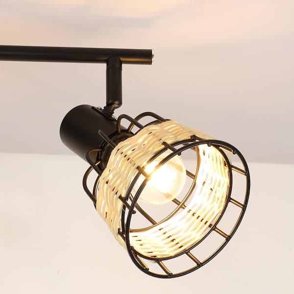 4 ft. 6-Head Balck LED Hard Wired Track Lighting Kit with Step Head