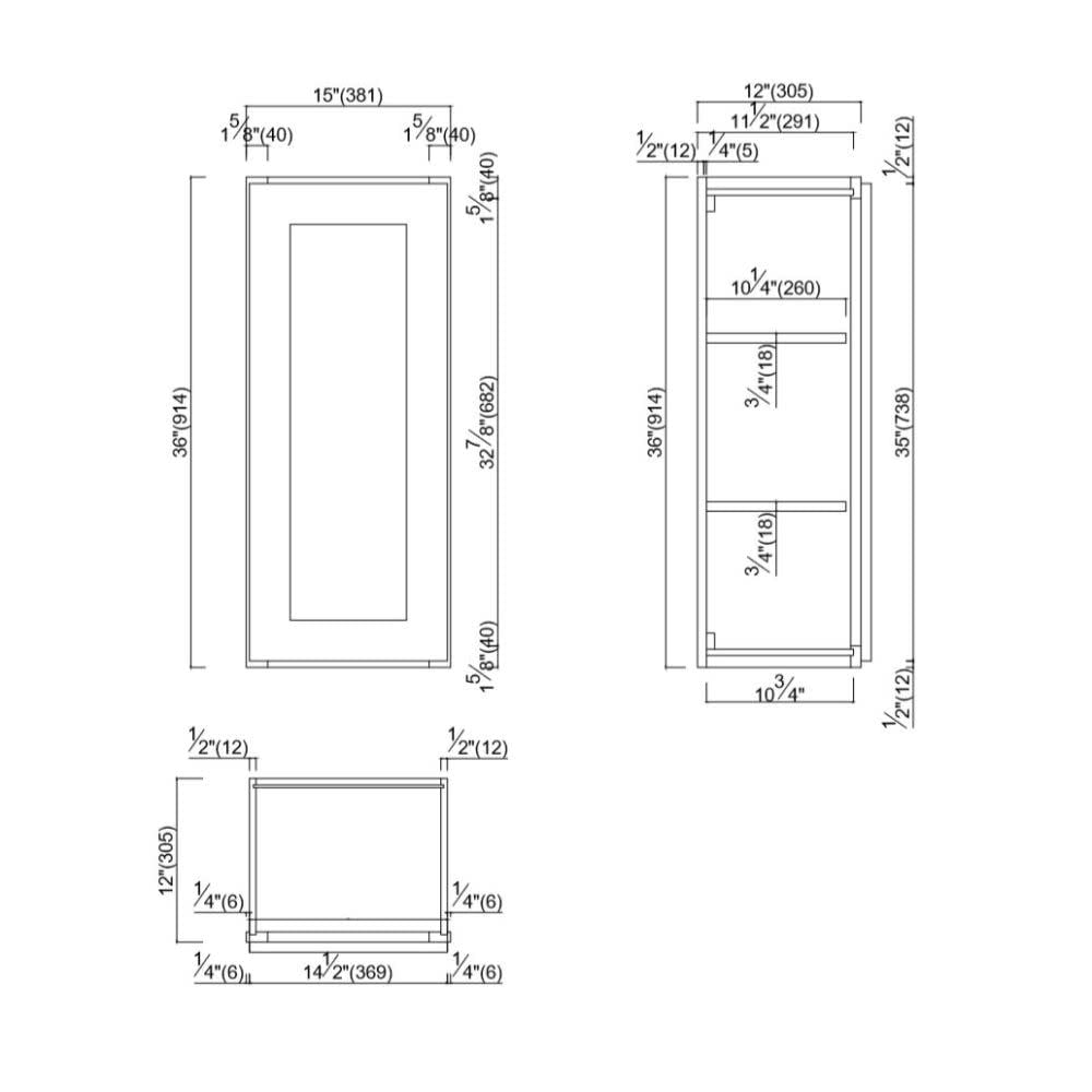 Design House 543017 Brookings Unassembled RTA (Ready-to-Assemble) Shaker Style Wall Kitchen Cabinet 15x36x12, Espresso