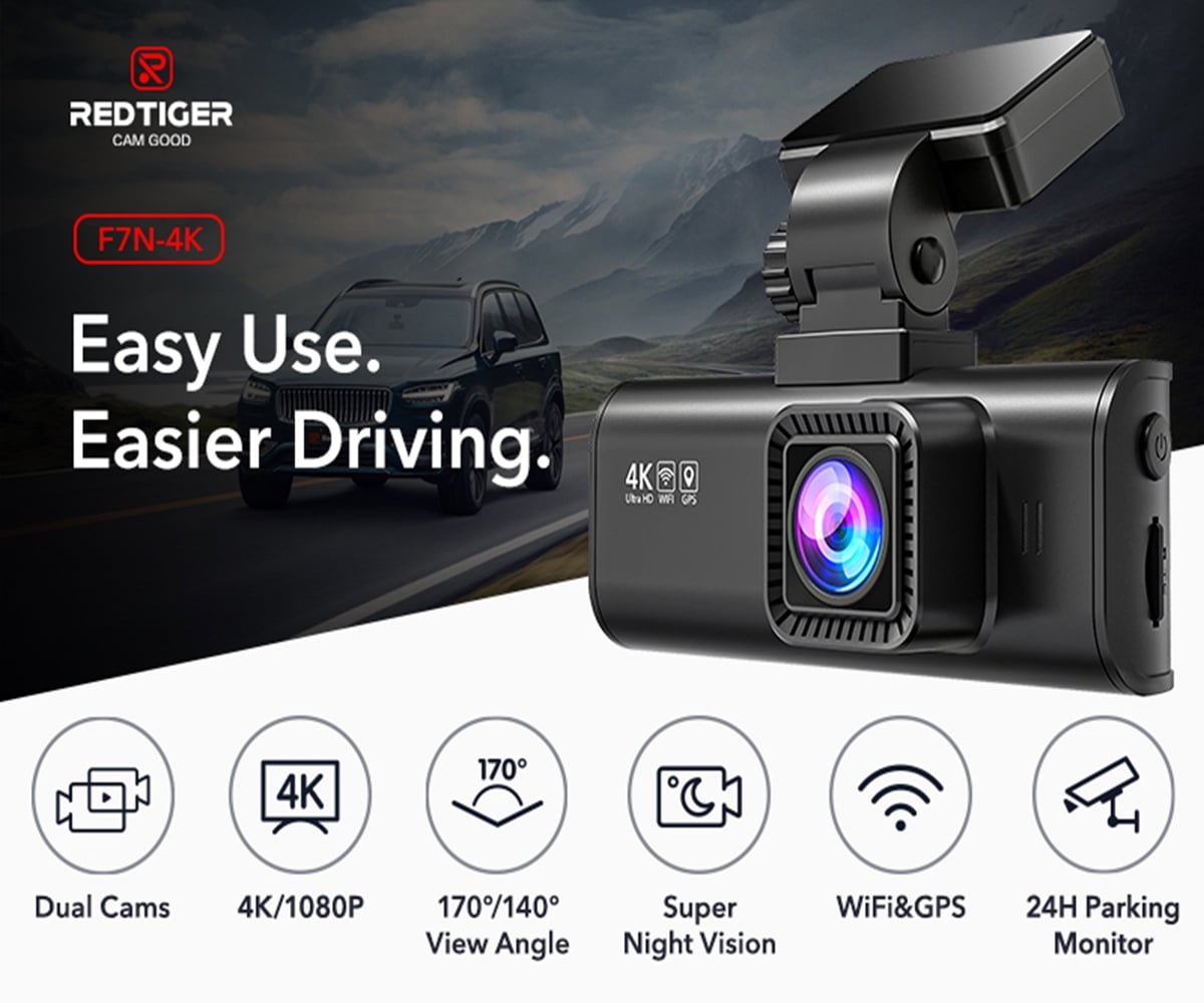 REDTIGER Car Dash Cam with WiFi & GPS, Dash Camera 4K/2.5K Front+1080P Rear with Night Vision, Dual Dash Cam with 3.18