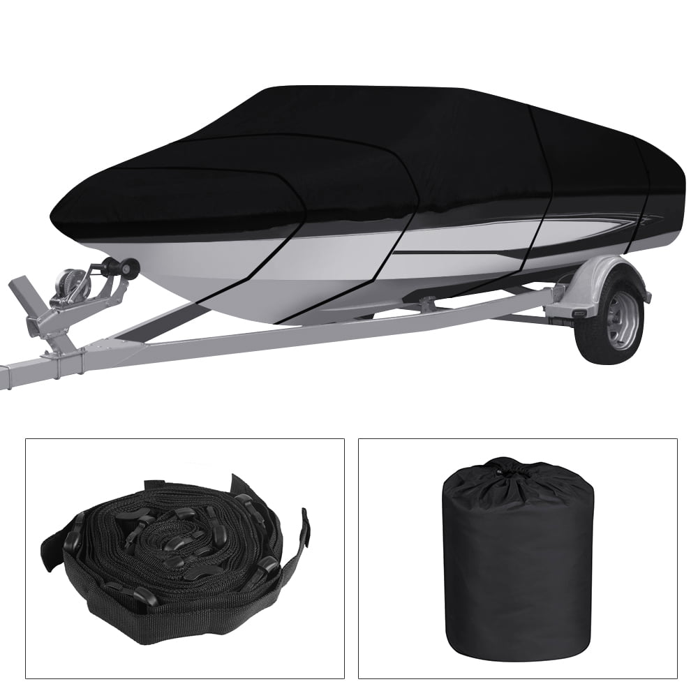 Waterproof 600D Marine Grade Heavy Duty Boat Cover Trailerable Fishing Ski Bass V-Hull Runabouts