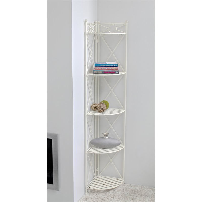 Pemberly Row 5 Tier Iron Corner Bakers Rack in White
