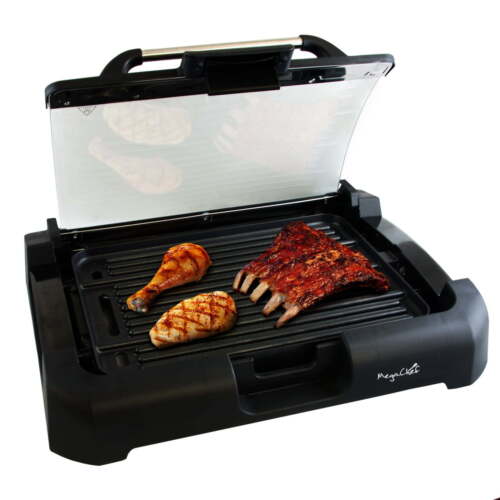 MegaChef Reversible Indoor Grill and Griddle with Removable Glass Lid Non-Stick