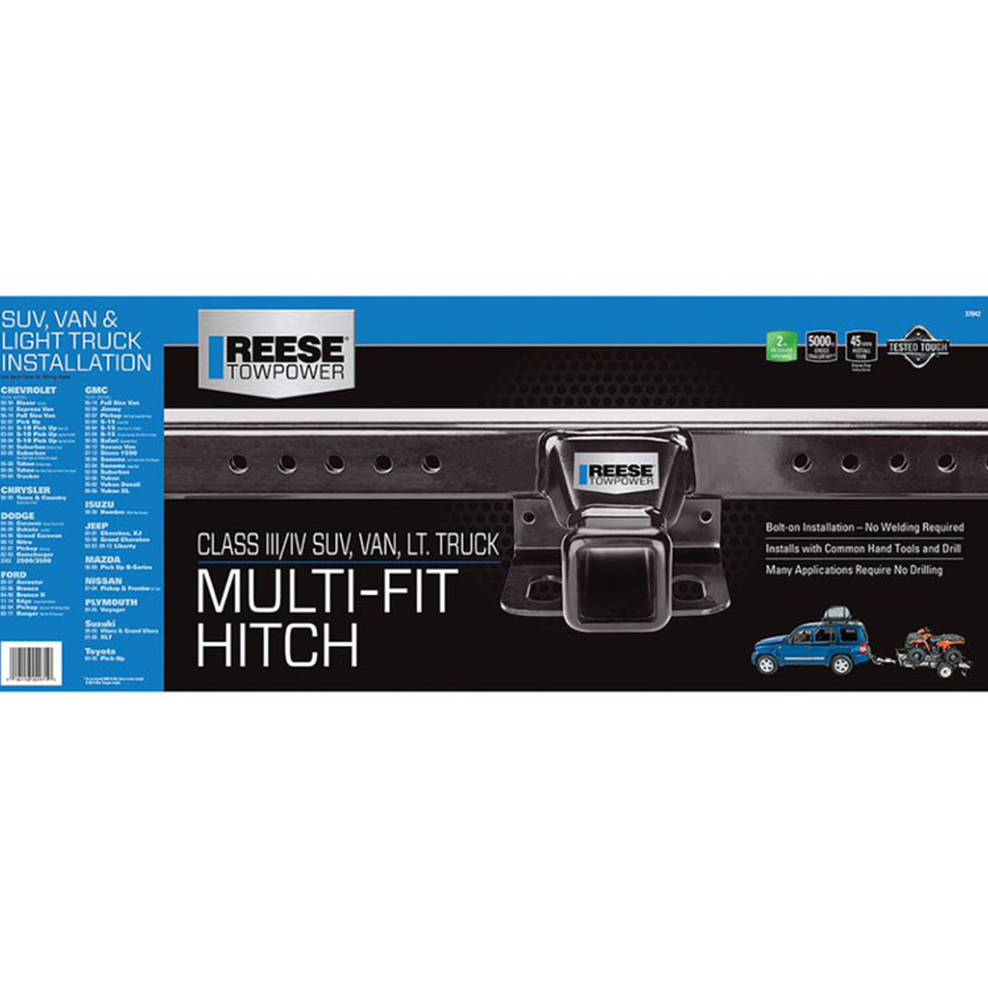 Reese Towpower Class III Trailer Tow Hitch w/ 2 In Receiver Tube