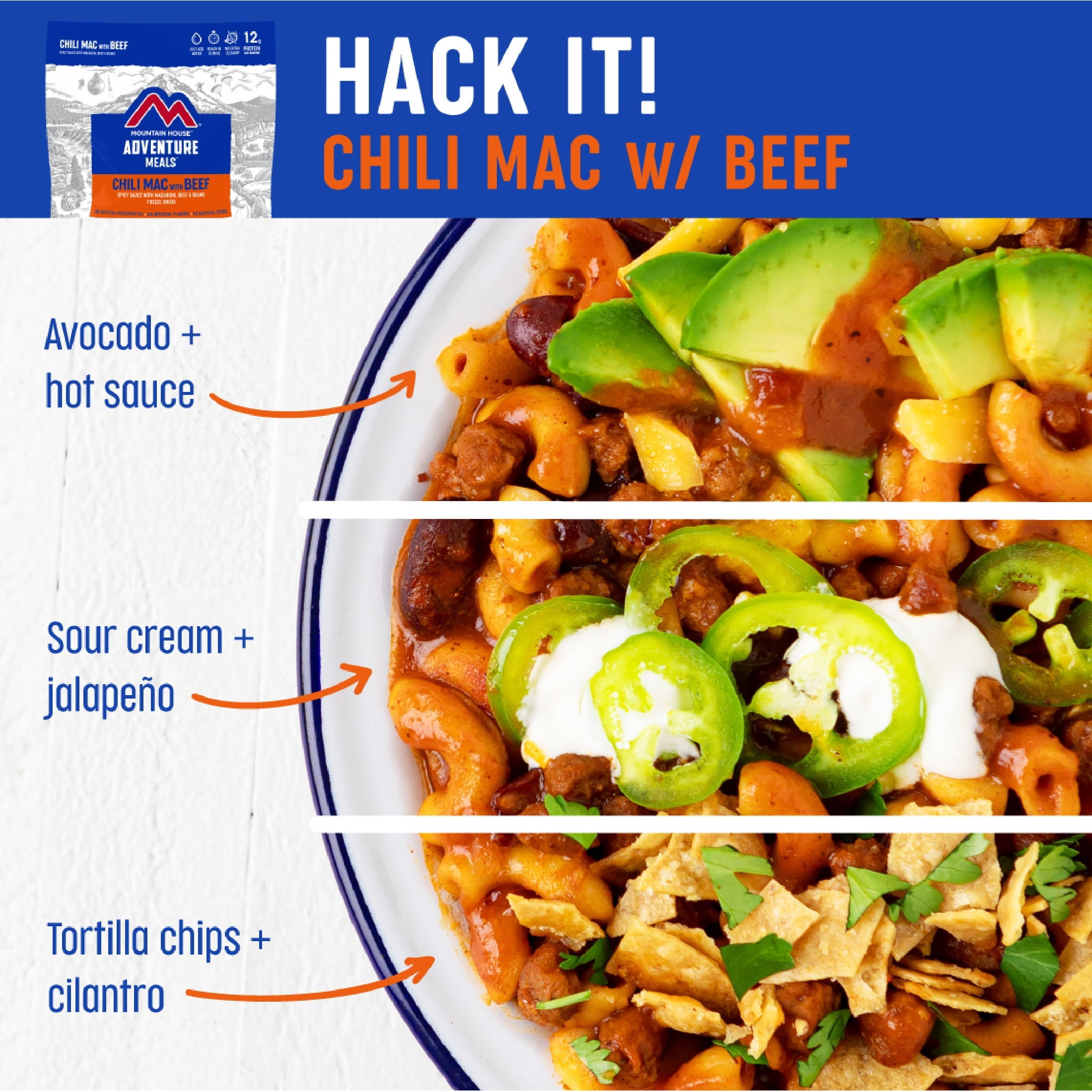 Mountain House Chili Mac w/Beef, Freeze-Dried Food, 2 Servings