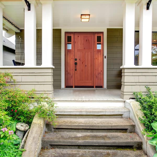 60 in. x 96 in. Knotty Alder 3 Panel Right-Hand/Inswing Clear Glass Unfinished Wood Prehung Front Door with Sidelites