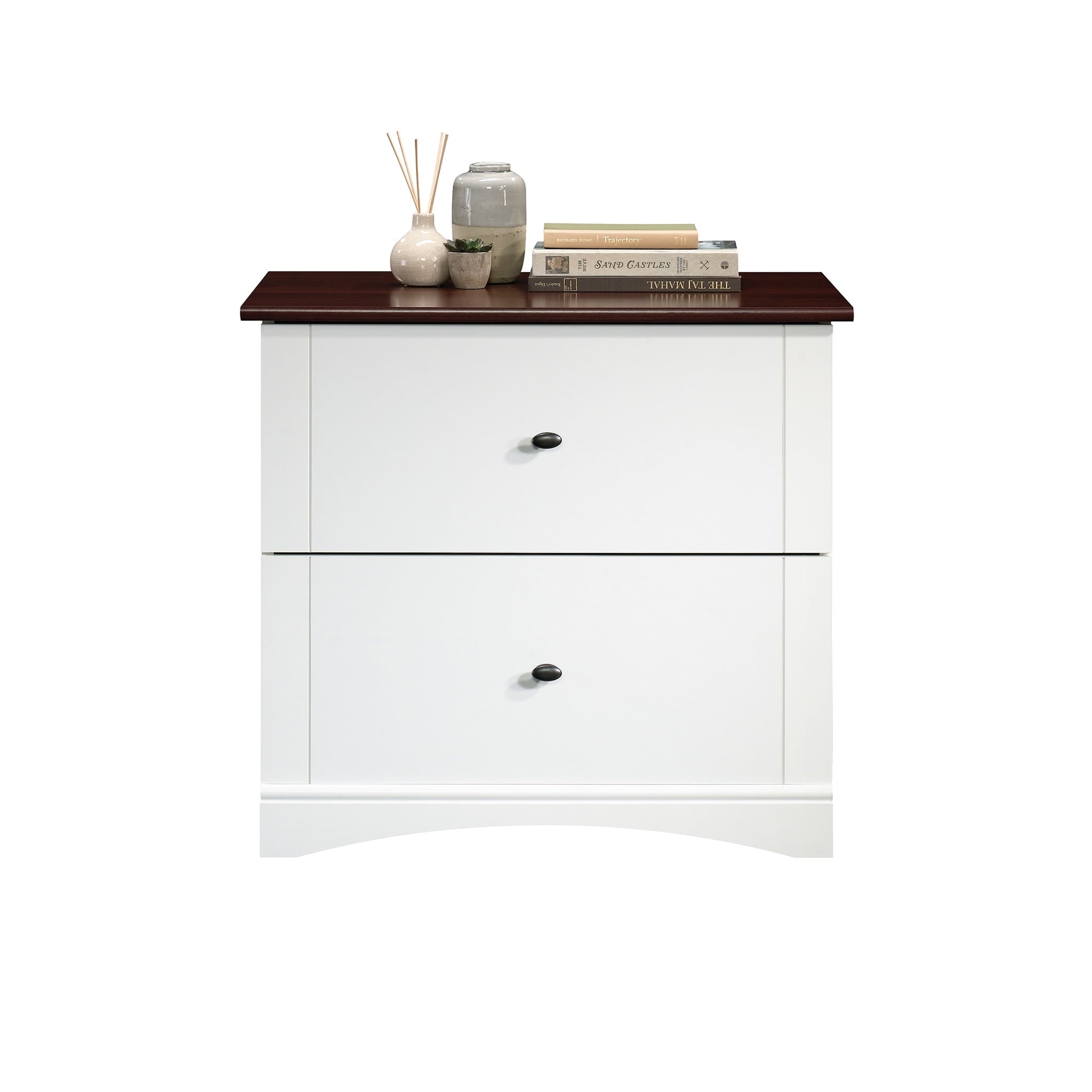 Sauder Lateral File Cabinet with Cherry Accent, Soft White Finish