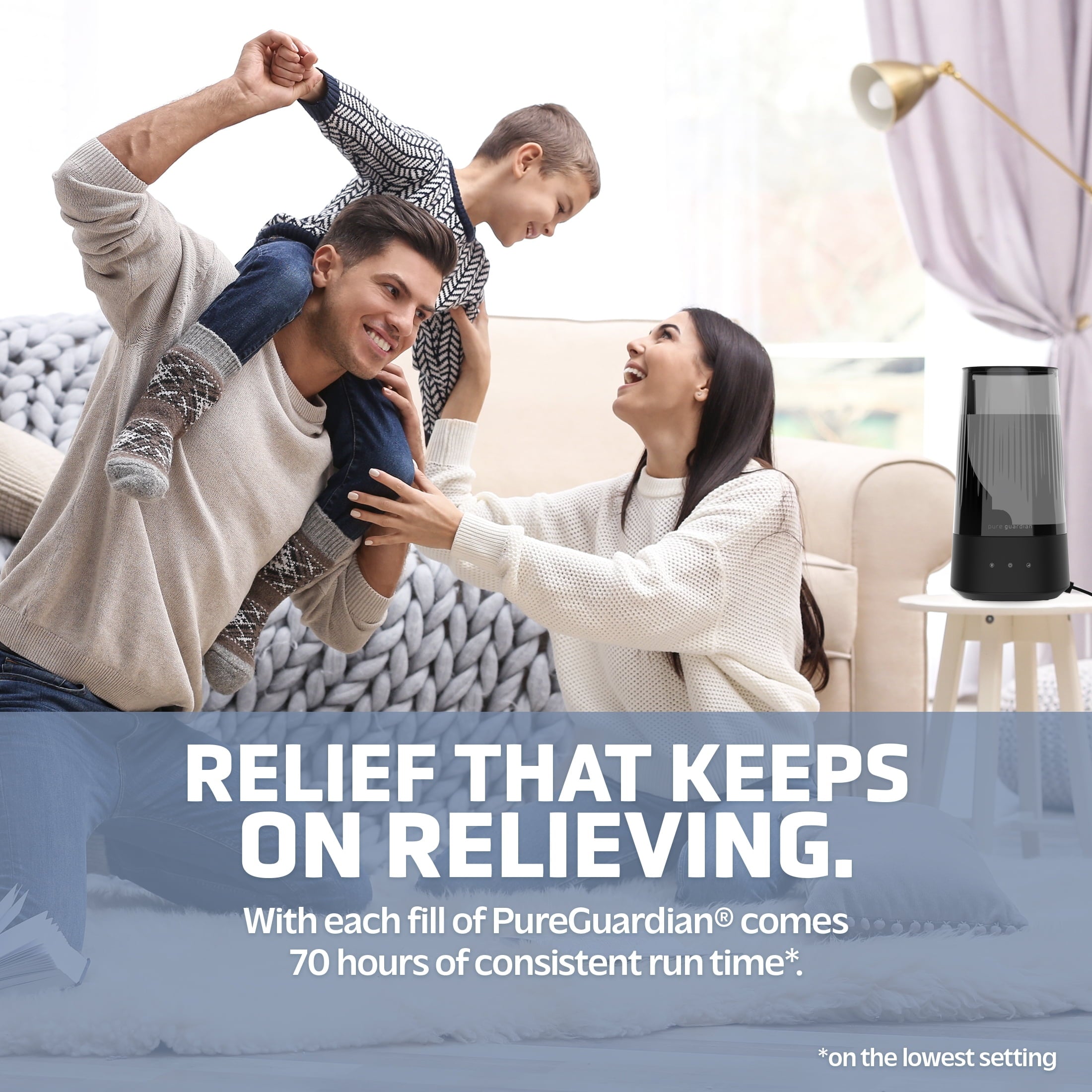 Pure Guardian 420 Sq. Ft, 1 Gallon Ultrasonic Cool Mist Humidifier with Aroma Tray, H980C