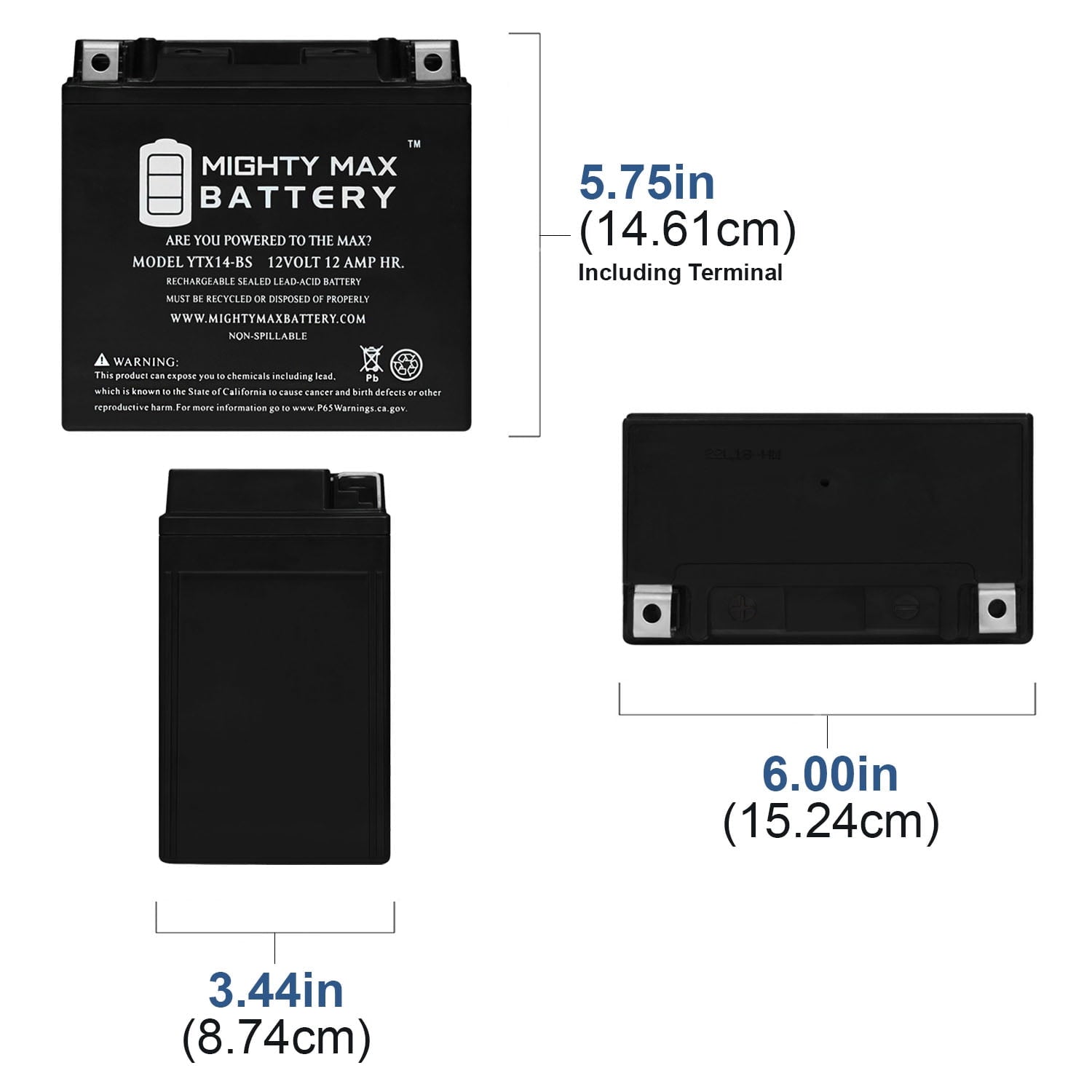 YTX14-BS Replacement Battery compatible with KTM 1290 Super Duke, R 2014-2016