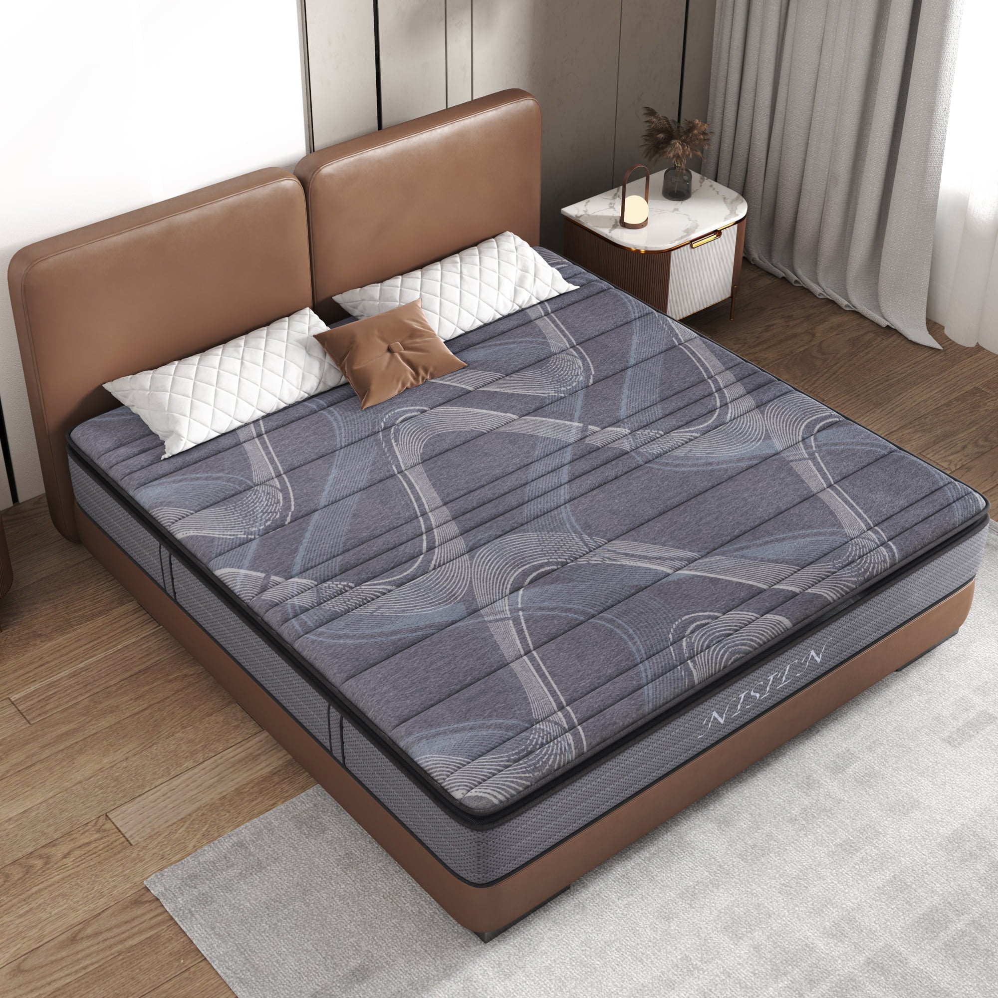 mattress in a box,NISIEN 10 Inch Hybrid Mattress, Gel Memory Foam Mattress,Individually Wrapped Pocket Coils Innerspring Mattress,100-Night Free Trial