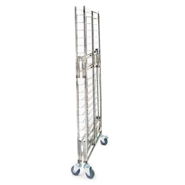 304 Stainless Steel Folding End load Pan Rack with 4 in. ball bearing caster with break