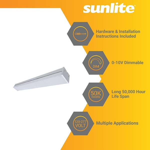 4 ft. 4680 Lumens Integrated LED Dimmable White Wraparound Light with Prismatic Lens, Selectable CCT 3000K, 4000K, 5000K