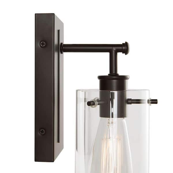 Regan 4.5 in. 1-Light Espresso Bronze Bathroom Vanity Light with Clear Glass Shade
