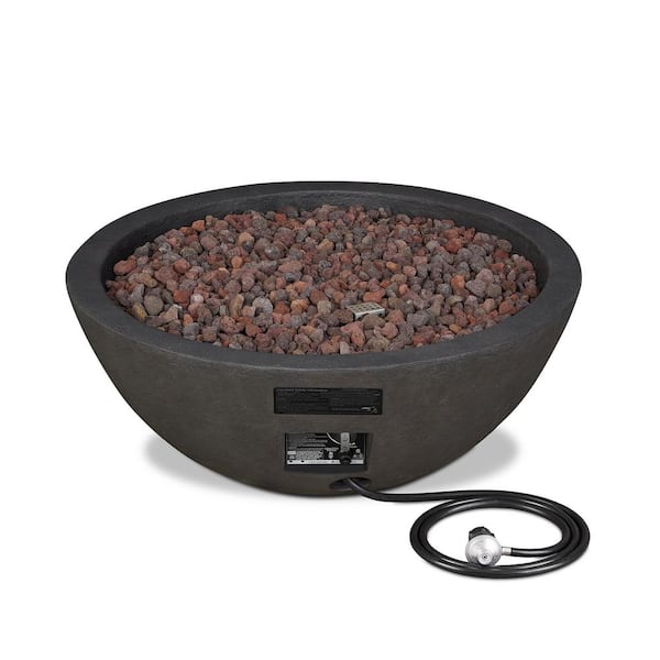 Riverside 36 in. x 13 in. Round MGO Propane Fire Pit in Shale with Natural Gas Conversion Kit