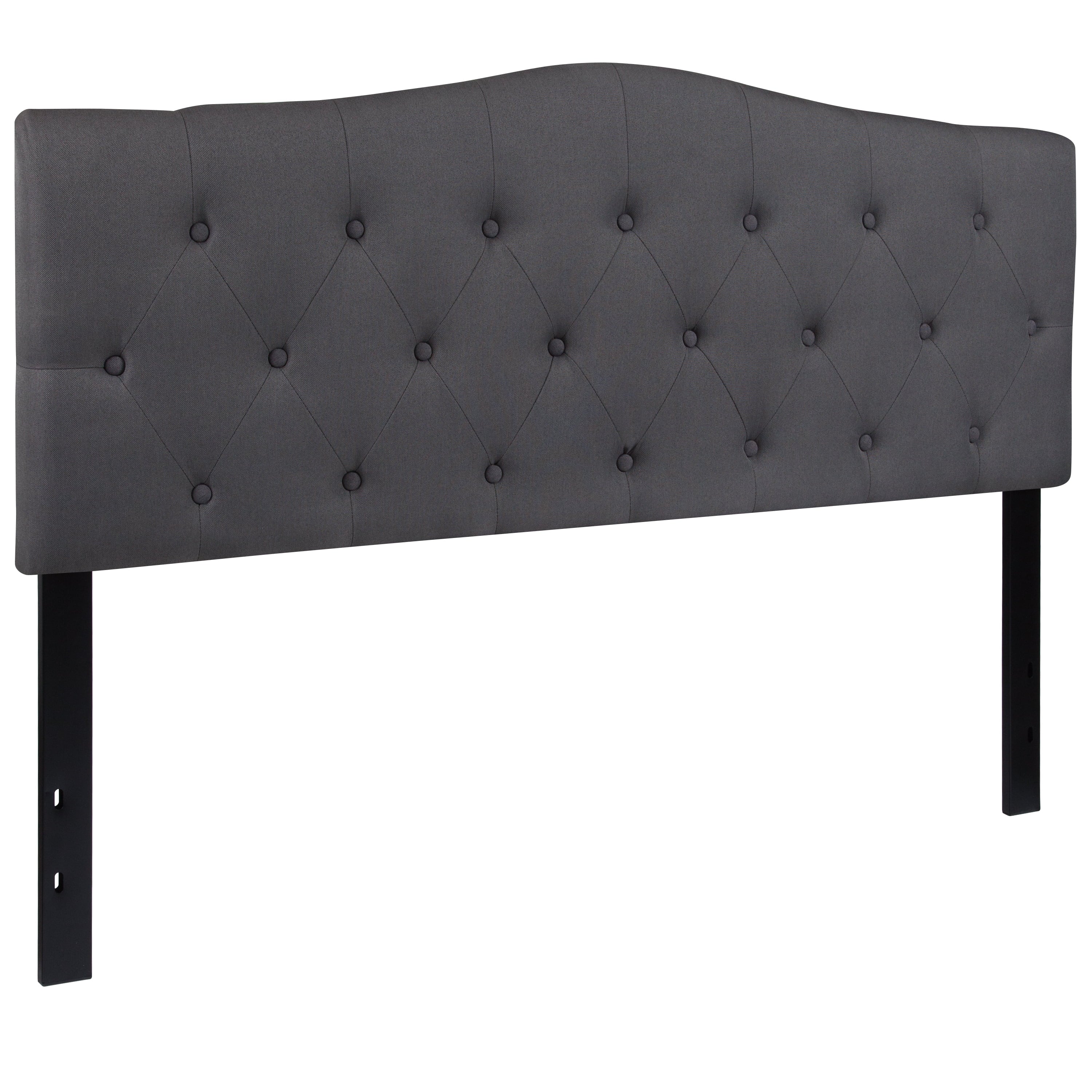 Emma + Oliver Arched Button Tufted Queen Size Headboard in Dark Gray Fabric