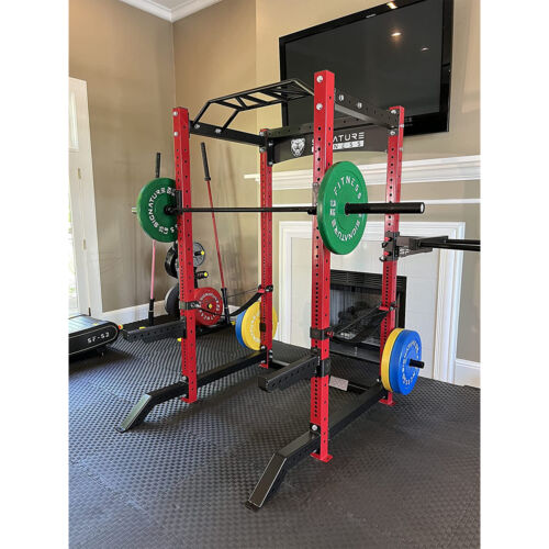 Signature Fitness SF-3 1,500 Pound Capacity 3 x 3 Ft Power Cage Squat Rack, Red