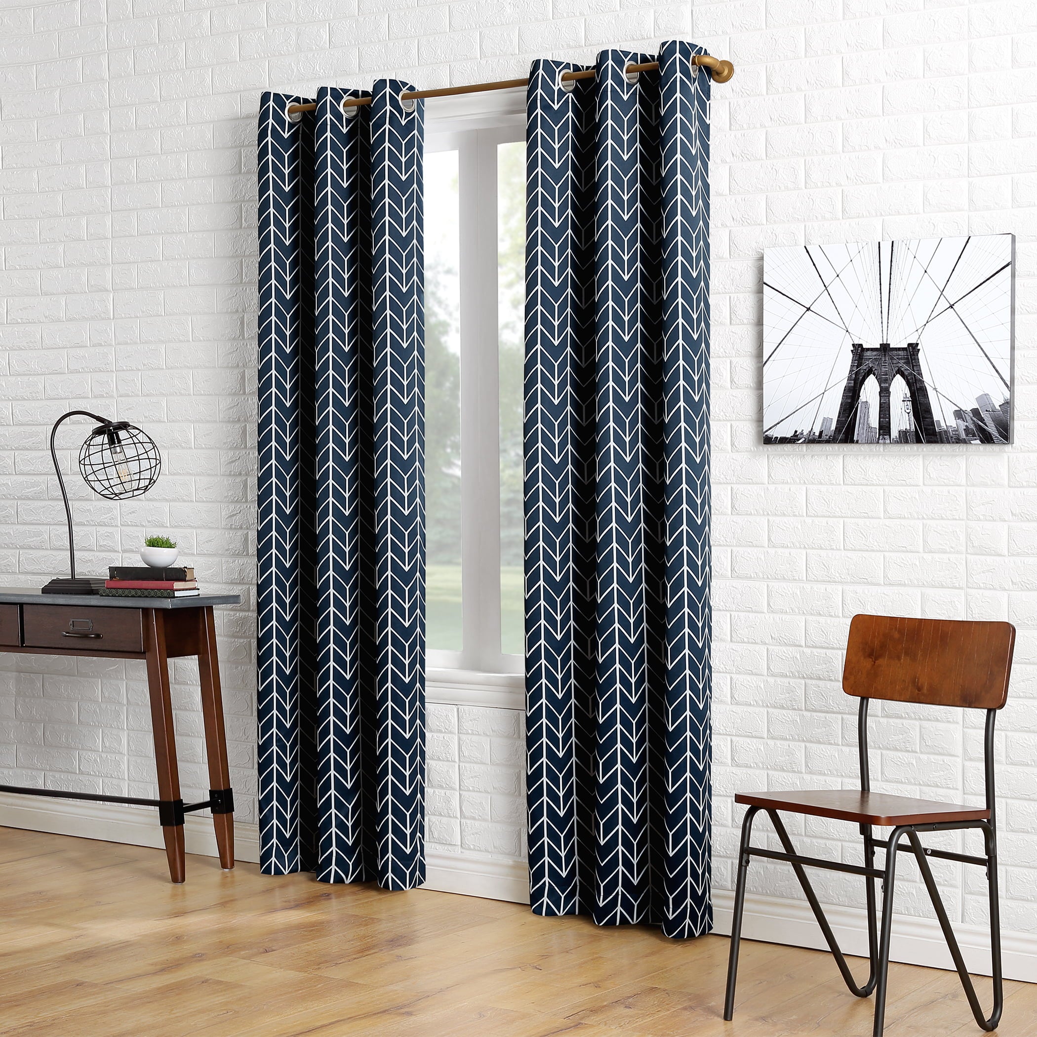 Sun Zero Kenwood Chevron Blackout Grommet Curtain Panel, 40