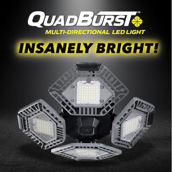 Quadburst Deluxe 10.62 in. Grey 4 Panel LED Flush Mount 8000 Lumens