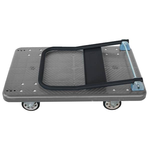 34.5 in. W 660 lbs. Capacity Heavy-Duty Plastic Folding 4-Wheeled Platform Truck/Utility Cart in Blue