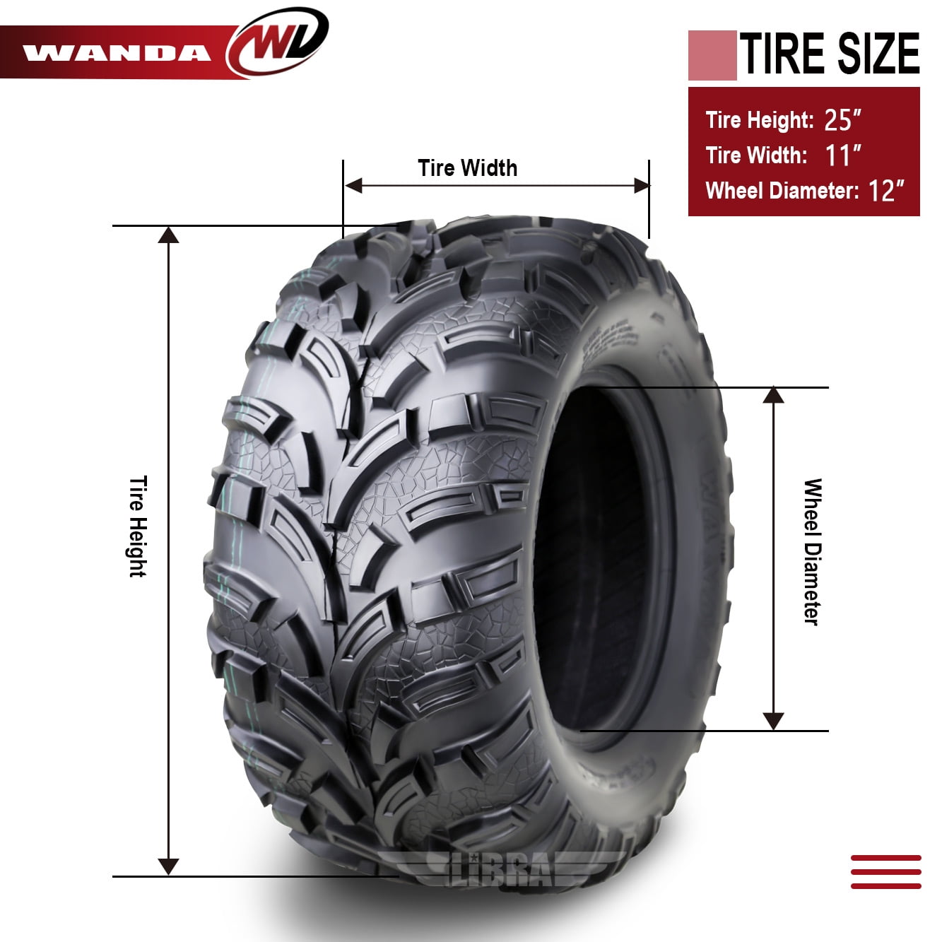 Wanda ATV Tires 25x11-12 /6PR P373A - 10253, Set 2