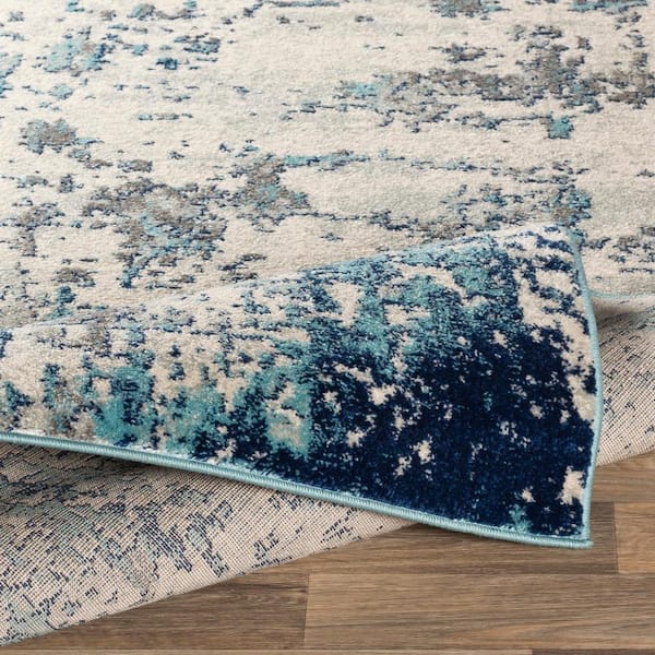 Yamikani Aqua 8 ft. x 10 ft. Abstract Distressed Abstract Area Rug