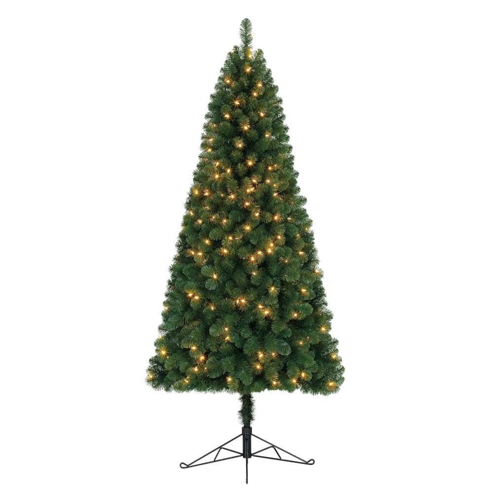 Home Heritage Pine 7 ft Artificial Half Christmas Tree Prelit w/ 150 Lights