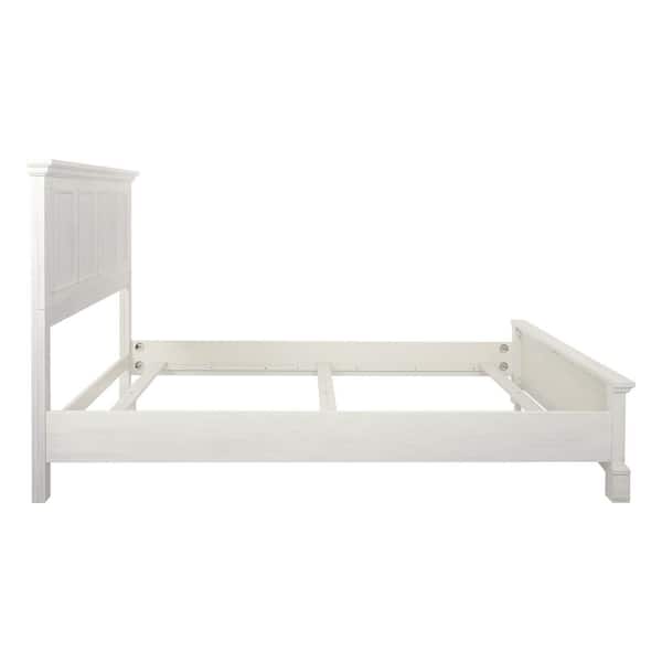 Farmhouse Basics Rustic White Wood Frame Queen Panel Bed : Headboard, Footboard and Side Panels, plus Bedframe