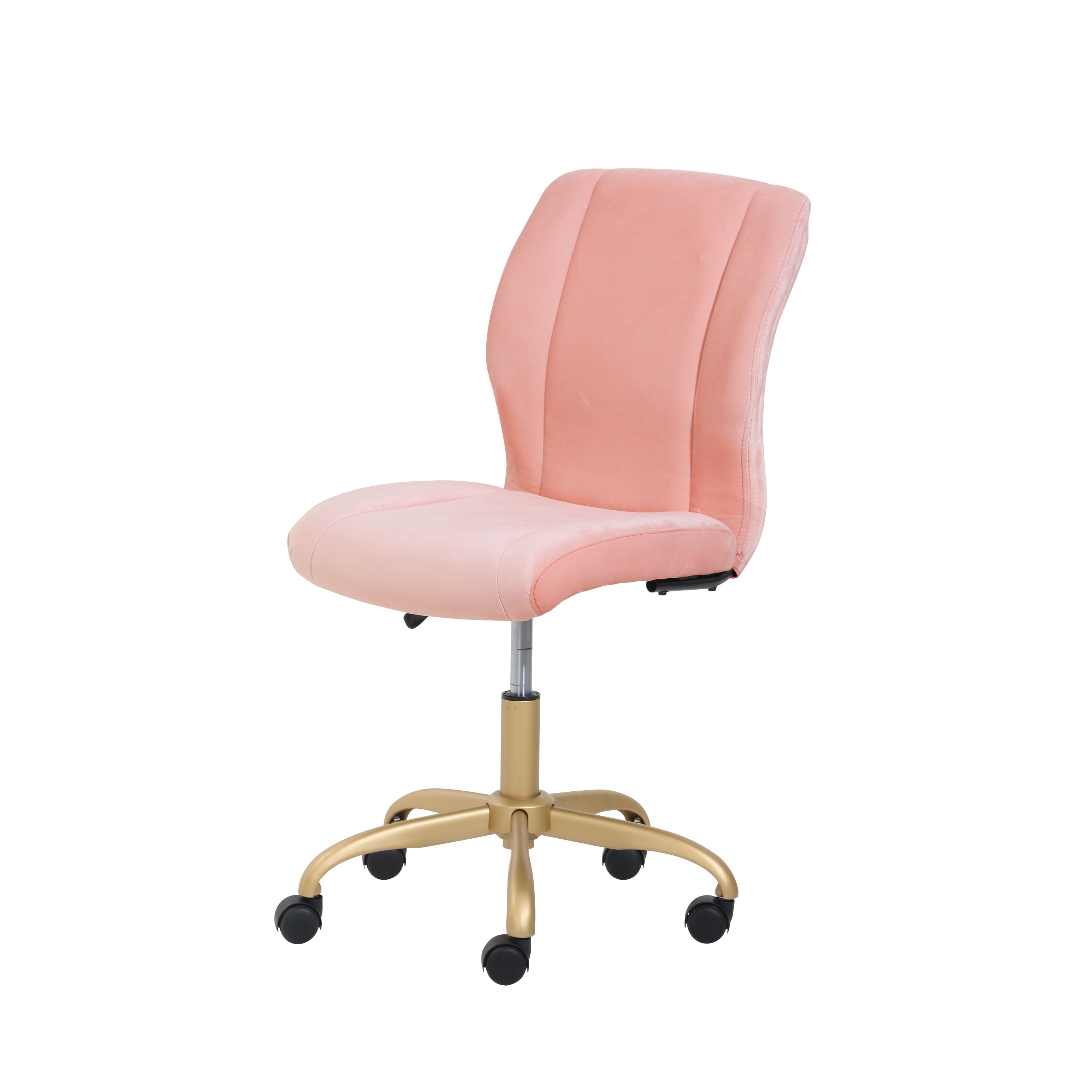 Mainstays Plush Velvet Office Chair, Pearl Blush