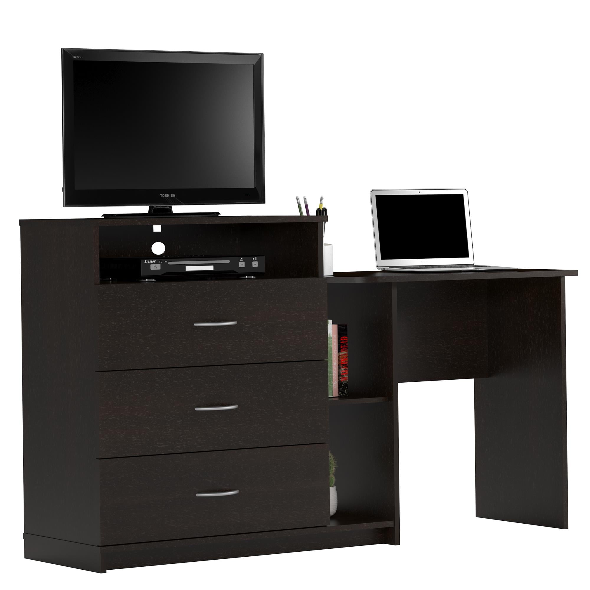 Elm & Oak Somerset 3 in 1 Media Dresser and Desk Combo, Espresso