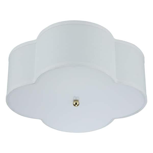 17 in. 2-Lights White Linen Flush Mount with Acrylic diffuser