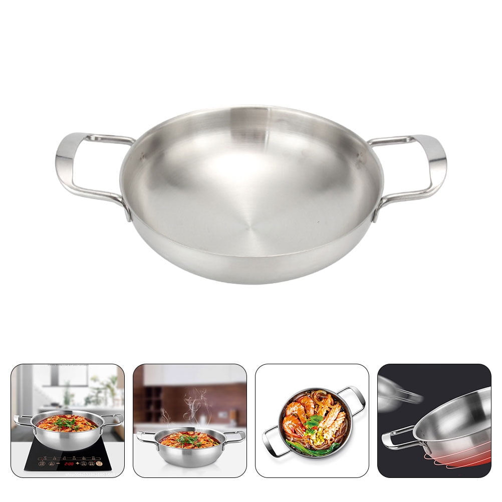 Homemaxs 1Pc Household Ramen Pot Binaural Stainless Pan Kitchen Noodle Stockpot (Silver)