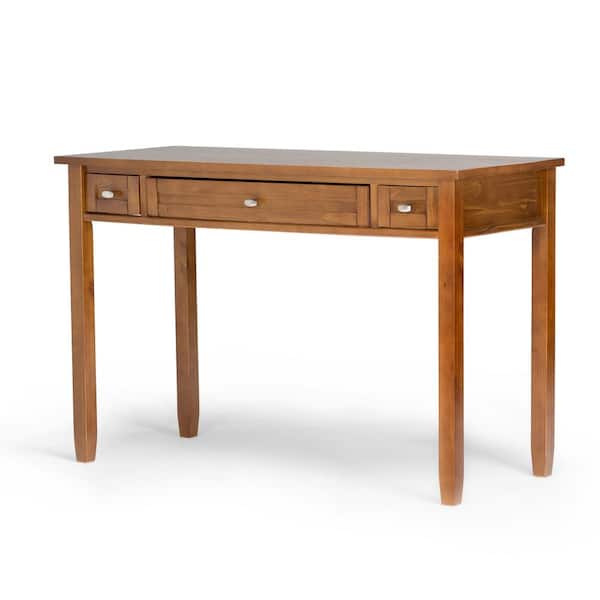 Warm Shaker Solid Wood Transitional 48 in. Wide Writing Office Desk in Light Golden Brown