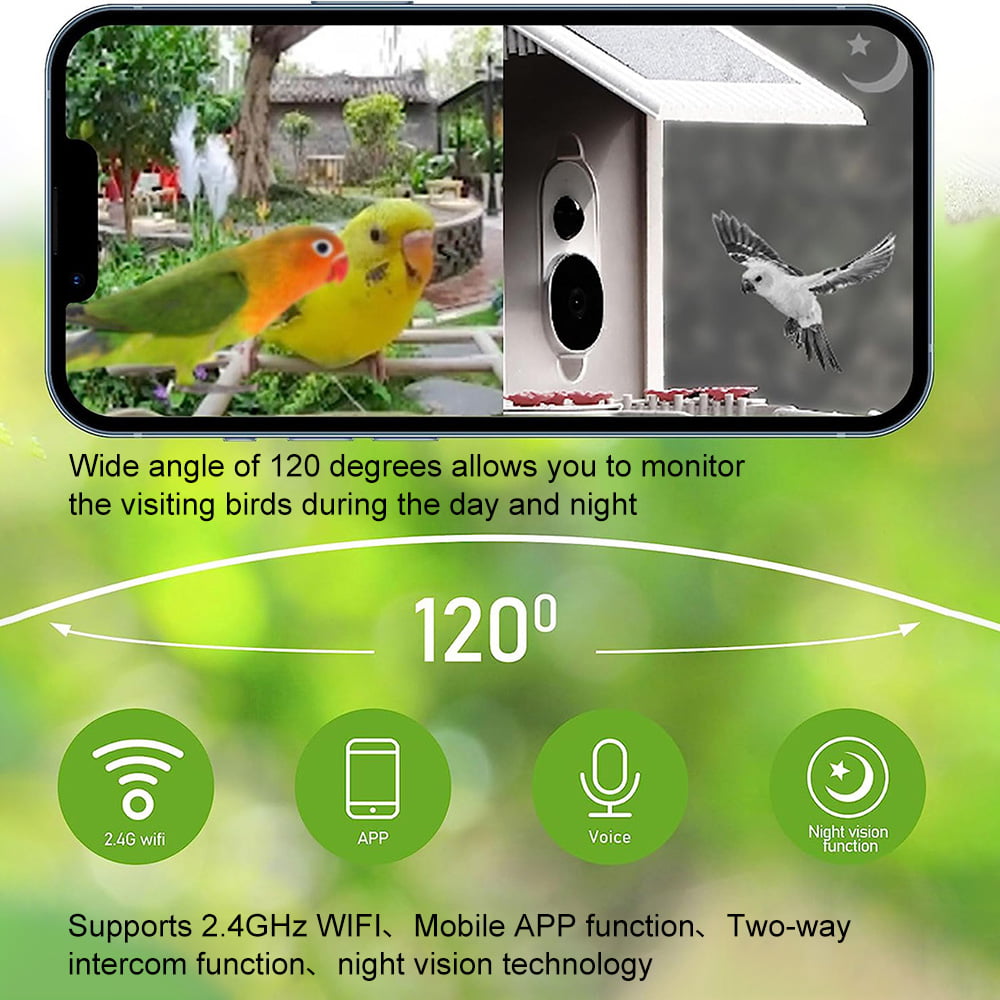 Aoresac Bird Feeder with Camera,Smart Bird Feeder with Phone App AI Identify Bird Species Night Vision for Bird Watching