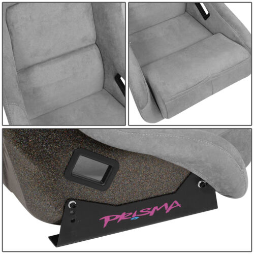 NRG INNOVATIONS GREY FIBER GLASS FRAME ALCANTARA PRISMA FIXED RACING BUCKET SEAT