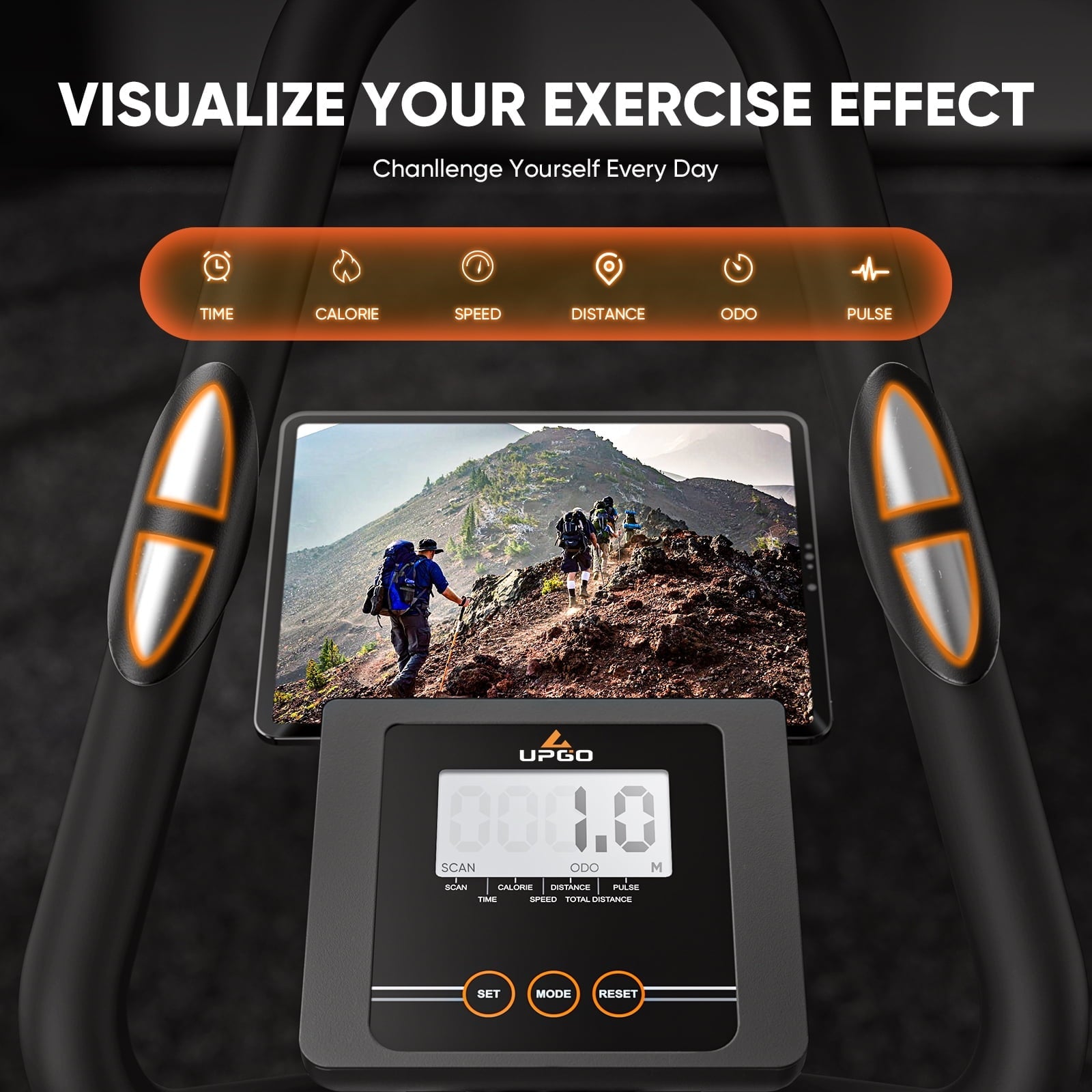 UPGO Pro Cardio Climber Stepping Elliptical Machine, 3 in 1 Elliptical, Total Body Fitness Cross Trainer with Hyper-Quiet Magnetic Drive System