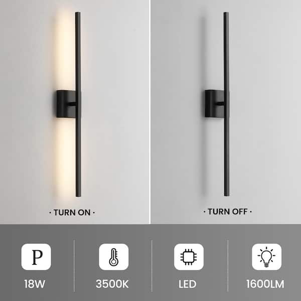 30 in. 2-light Black LED Vanity Light Bar 18-Watt Rotatable Bathroom Light Fixture Dimmable Sconces Wall Lighting