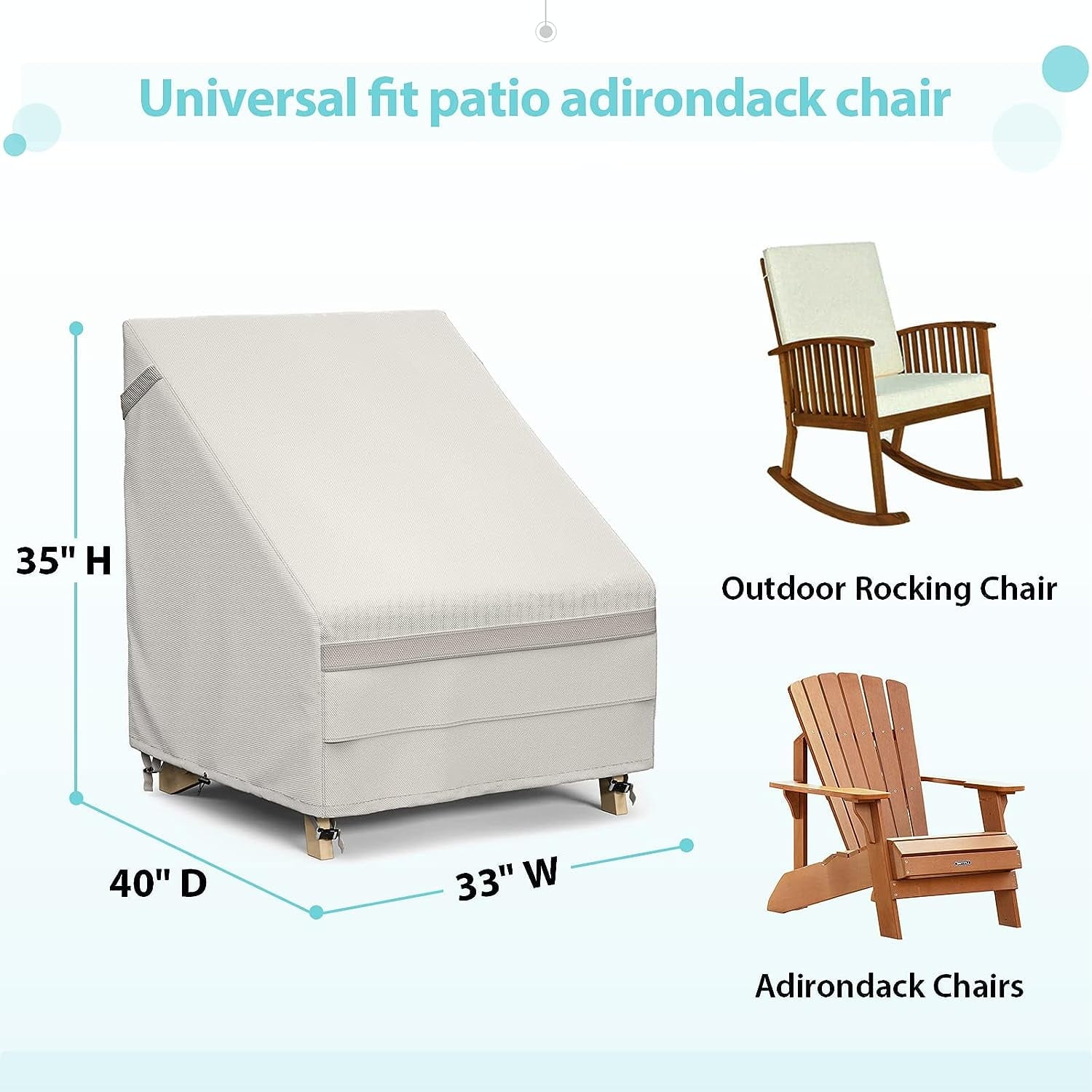 600D Patio Adirondack Chair Cover 2 Pack, 40