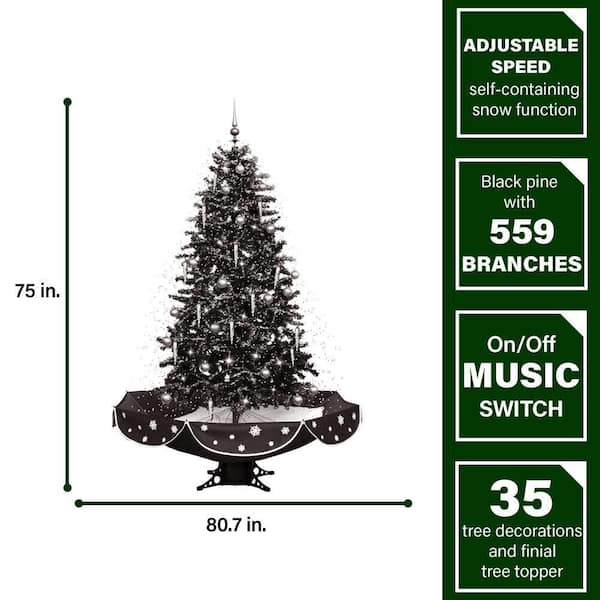 Let It Snow Series 75-in. Musical Artificial Christmas Tree with Black Umbrella Base and Snow Function