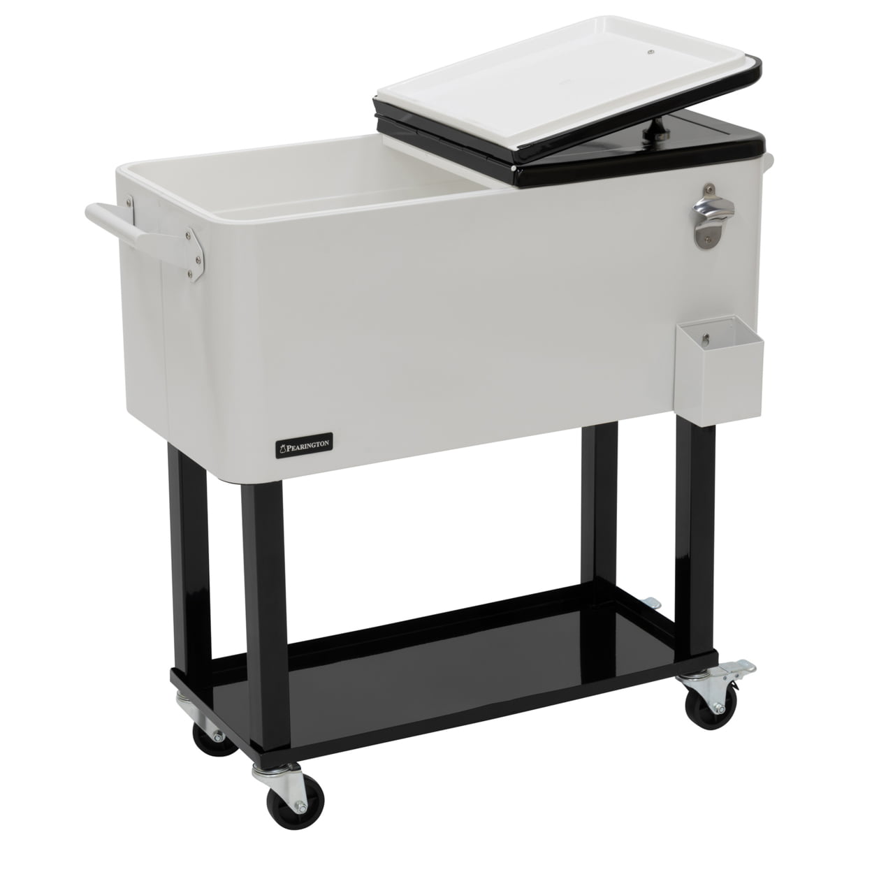 80 Qt. White And Black Chest Cooler With Bottle Opener