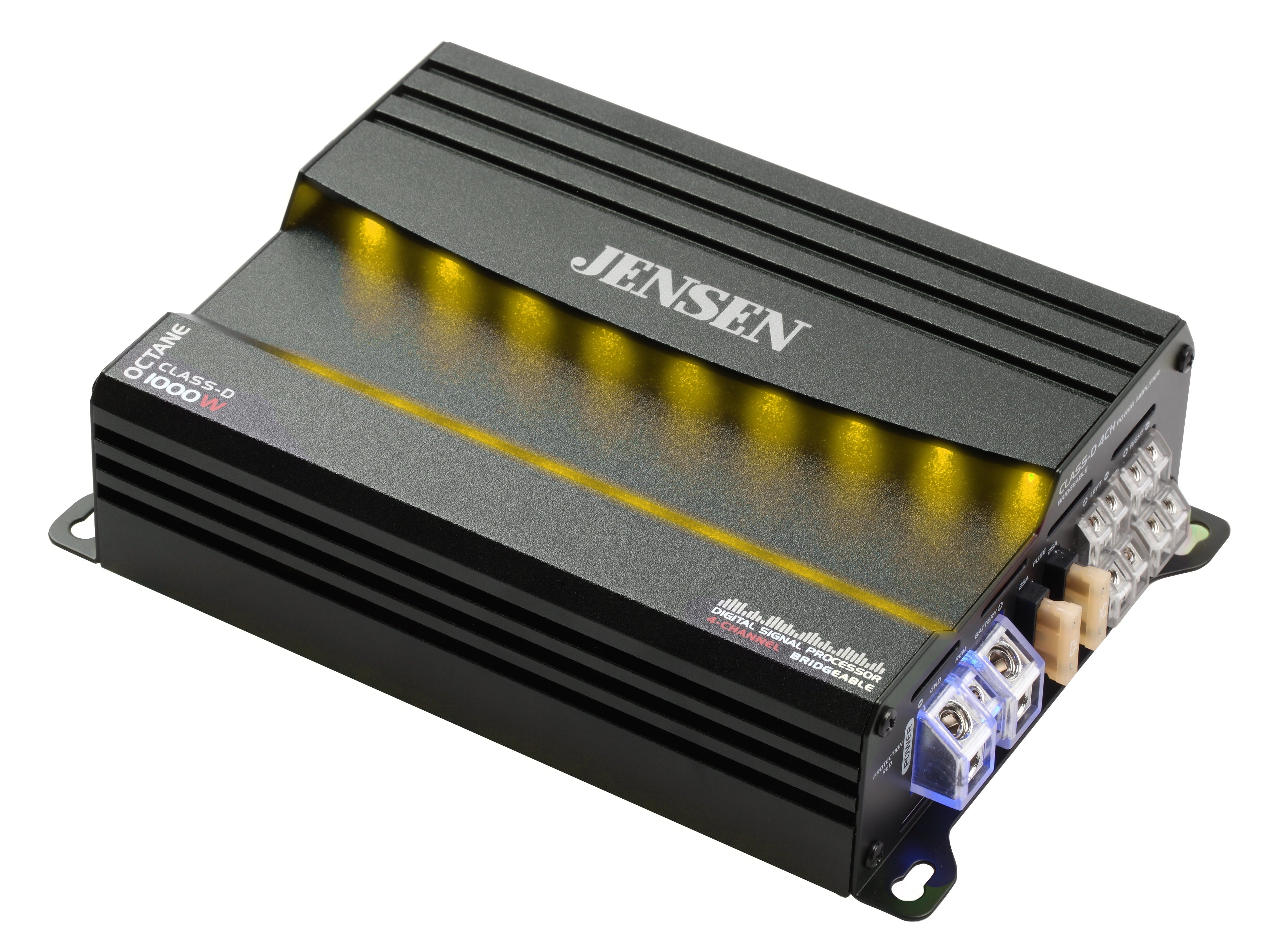 JENSEN XDA94RB Class D 4 Channel Bridgeable Amplifier with 80 Watts x 4 RMS and 1000 Watts