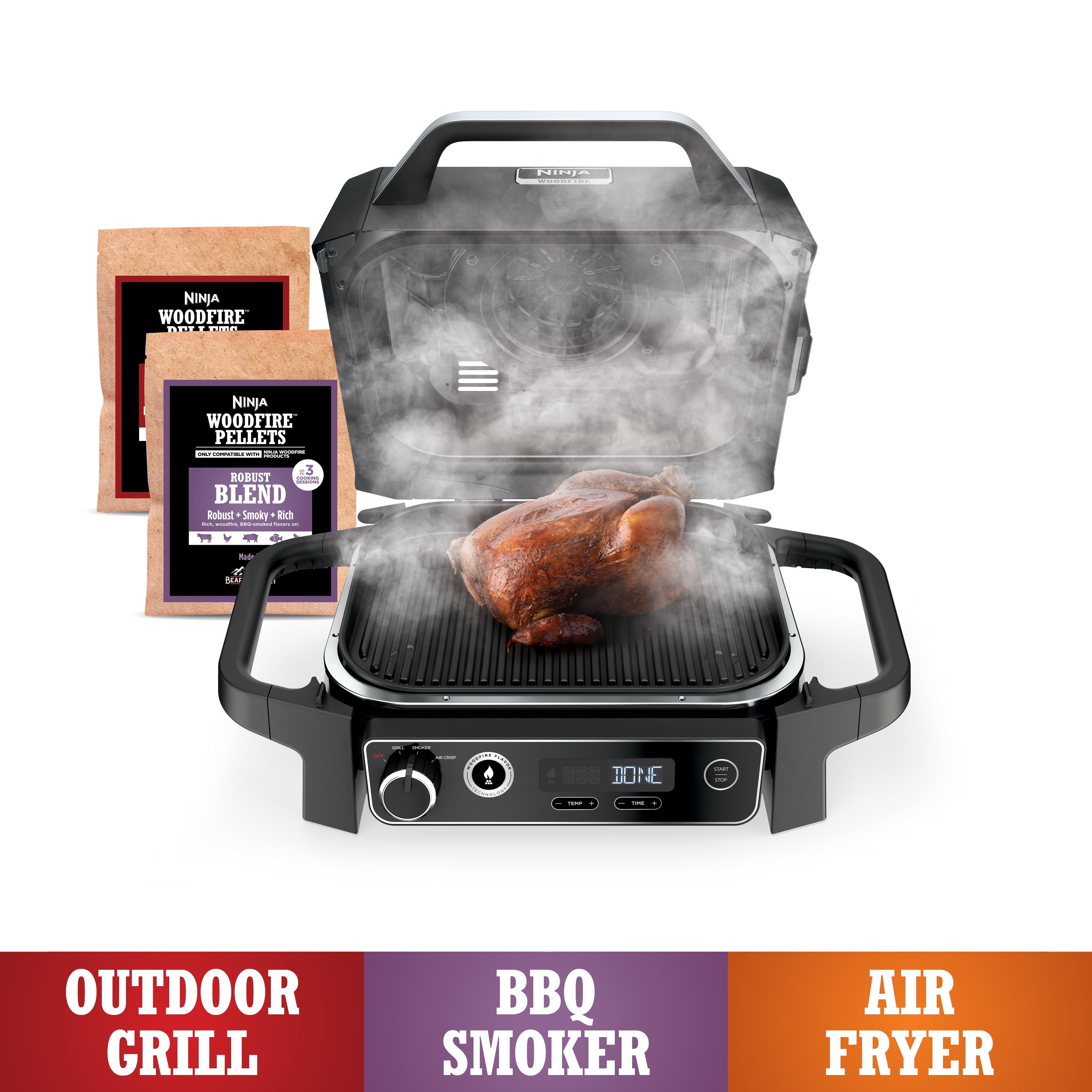 Woodfire Outdoor Grill & Smoker, 3-in-1 Master Grill, BBQ Smoker, & Outdoor Air Fryer with Woodfire Technology, OG700