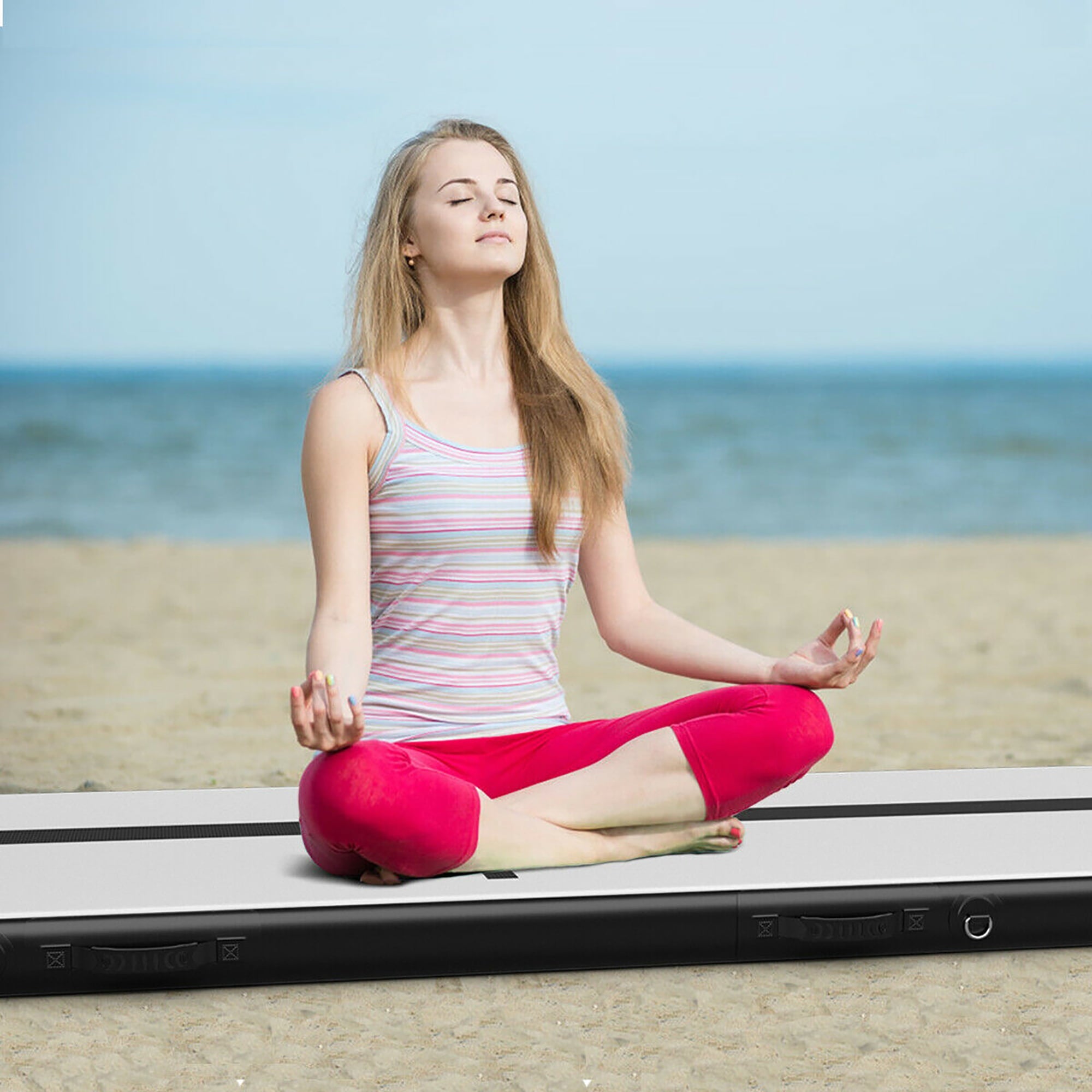 Goplus 13FT Air Track Inflatable Gymnastics Tumbling Mat w/ Pump Black