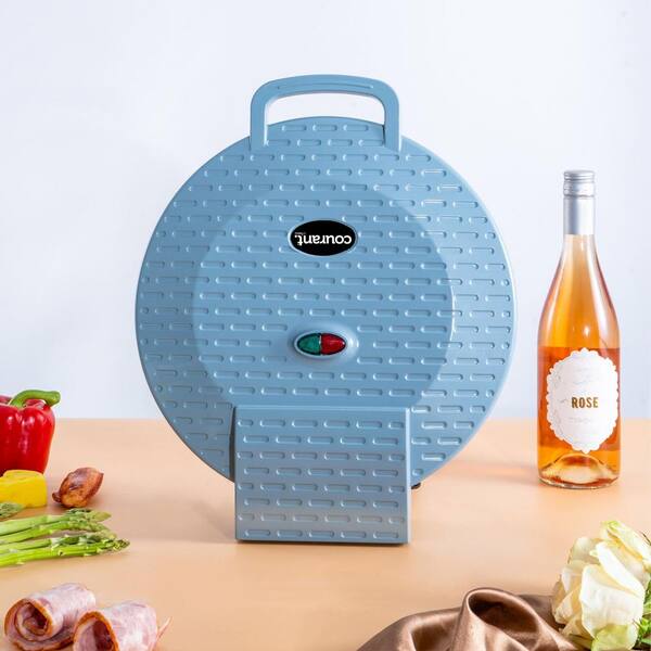 12 in. Teal Pizza Maker Electric Countertop Oven and Griddle Indoor Grill Griddle