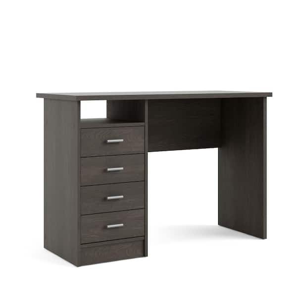 Warner 44 in. Rectangular Dark Chocolate 4-Drawer Writing Desk with Built in Storage